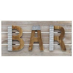 Wooden Rectangle Wall Decor Williston Forge 10"X20" BAR Sign Galvanized.